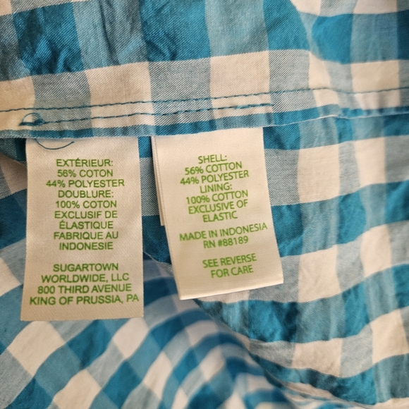 Lilly Pulitzer Sarafina Blue Gingham Puff Sleeve Top Size 6 Costal Beach Preppy - Picture 7 of 9